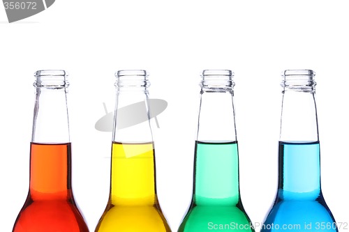 Image of bottles colored isolated