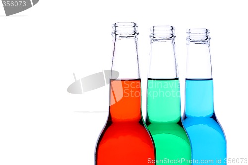 Image of bottles red green blue isolated