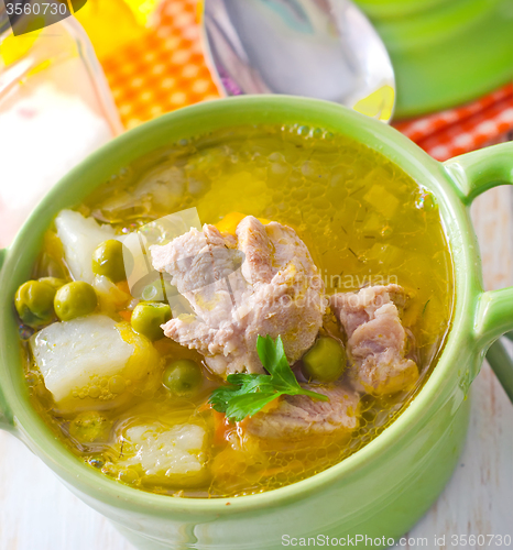 Image of Fresh soup with meat and vegetables