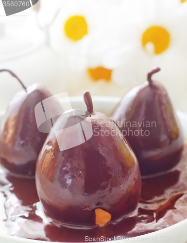 Image of Pear with chocolate, sweet food