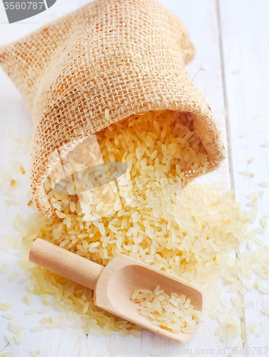 Image of Raw rice on the table, portion of the raw rice