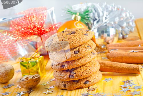 Image of cookies and christmas decoration