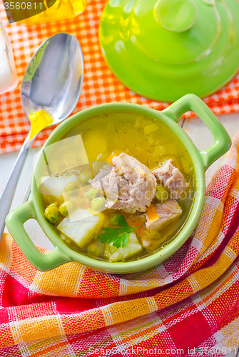 Image of Fresh soup with meat and vegetables