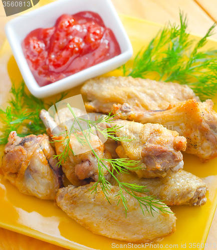 Image of Hot Meat Dishes - Grilled Chicken Wings with Red Spicy Sauce
