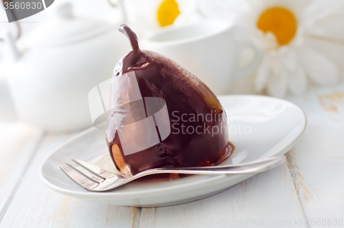 Image of Pear with chocolate, sweet food