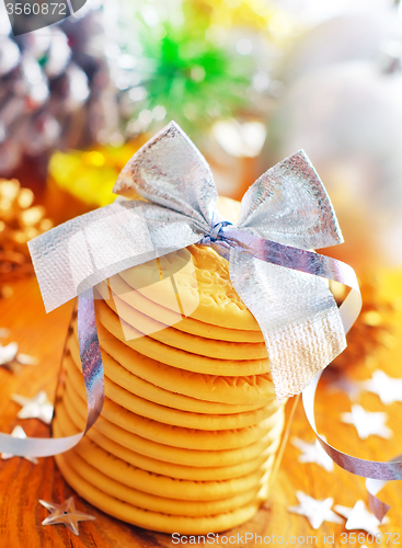 Image of cookies and christmas decoration