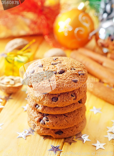 Image of cookies and christmas decoration