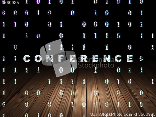 Image of Business concept: Conference in grunge dark room