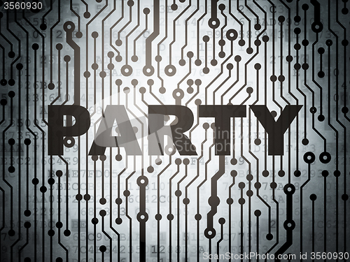 Image of Holiday concept: circuit board with Party