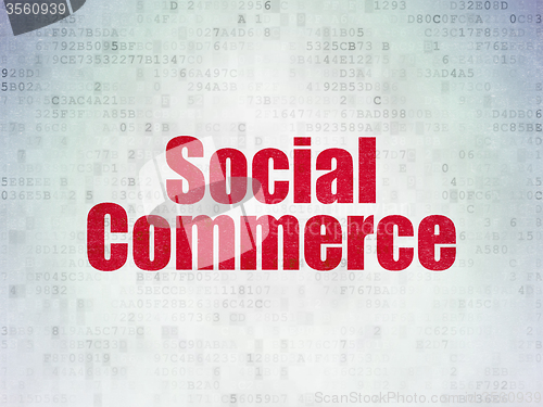 Image of Advertising concept: Social Commerce on Digital Paper background