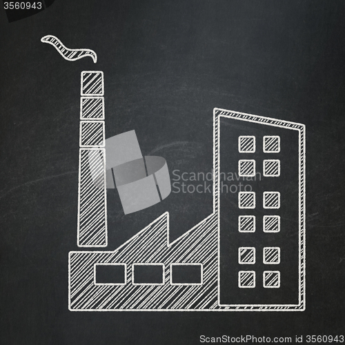 Image of Industry concept: Industry Building on chalkboard background