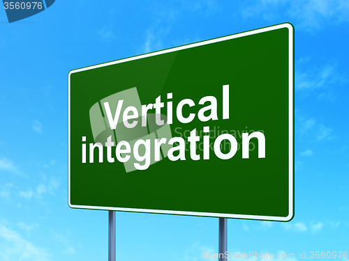 Image of Finance concept: Vertical Integration on road sign background