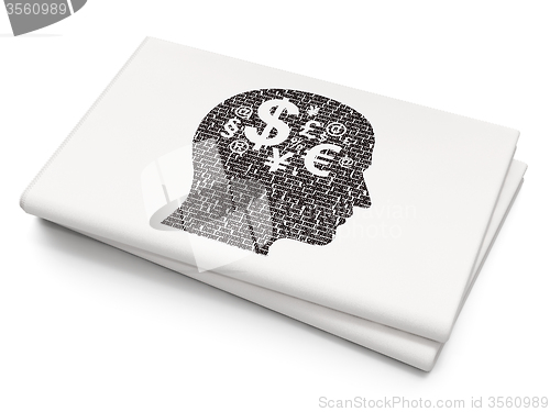 Image of Learning concept: Head With Finance Symbol on Blank Newspaper background