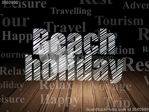 Image of Tourism concept: Beach Holiday in grunge dark room