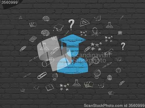 Image of Education concept: Student on wall background