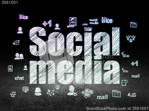 Image of Social media concept: Social Media in grunge dark room