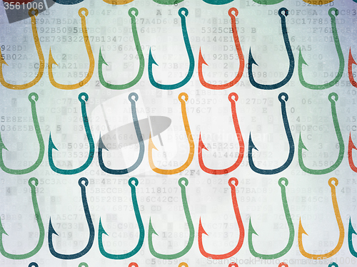 Image of Safety concept: Fishing Hook icons on Digital Paper background