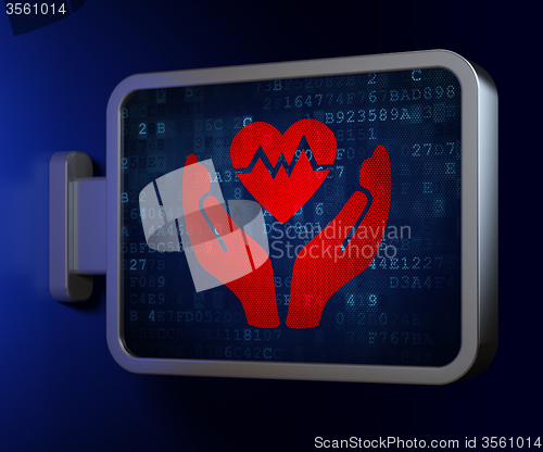 Image of Insurance concept: Heart And Palm on billboard background