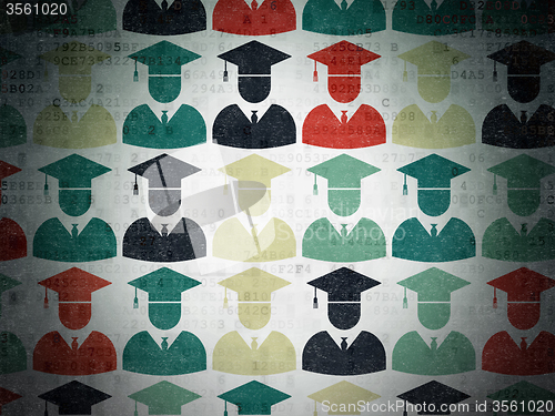 Image of Learning concept: Student icons on Digital Paper background