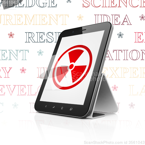 Image of Science concept: Tablet Computer with Radiation on display