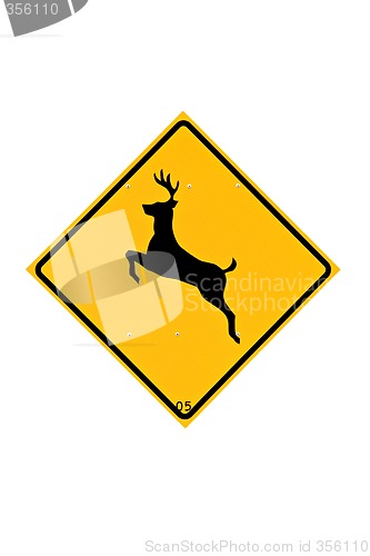 Image of deer crossing sign isolated on white