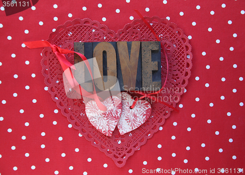 Image of polka dots and Valentine hearts