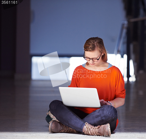 Image of student girl with laptop computer