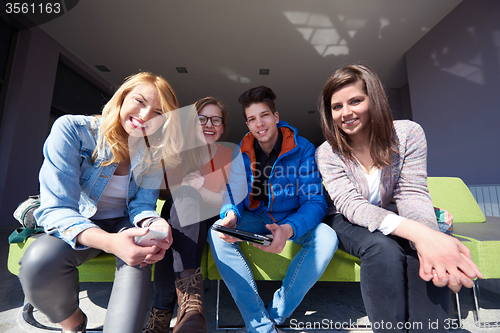 Image of students group working on school  project  together