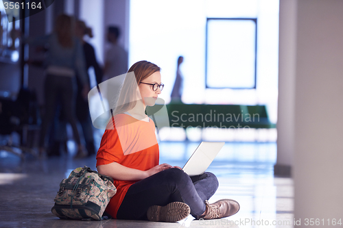 Image of student girl with laptop computer