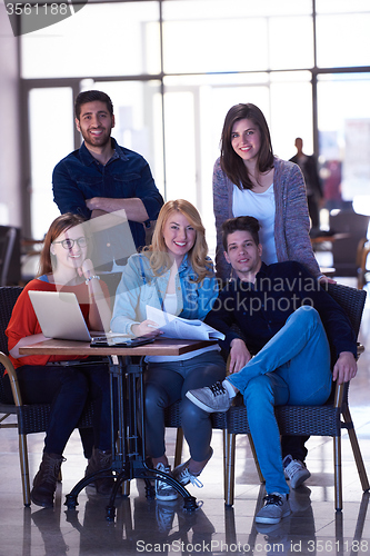 Image of students group standing together as team