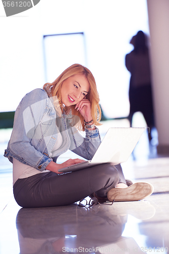 Image of student girl with laptop computer