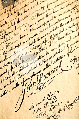 Image of John Hancock on declaration of independence