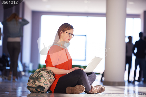 Image of student girl with laptop computer