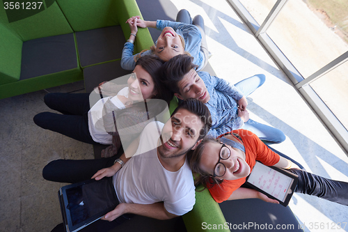 Image of students group working on school  project  together