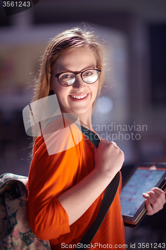 Image of student girl with tablet computer