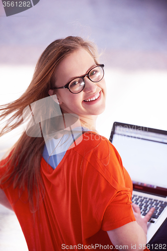 Image of student girl with laptop computer