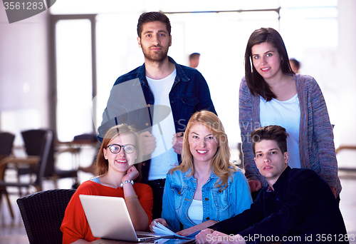 Image of students group standing together as team