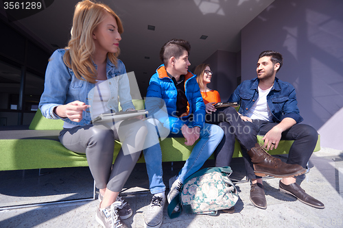 Image of students group working on school  project  together