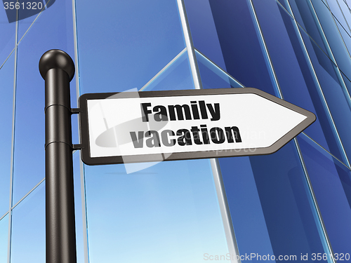 Image of Tourism concept: sign Family Vacation on Building background