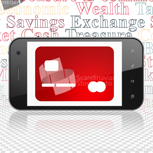 Image of Banking concept: Smartphone with Credit Card on display