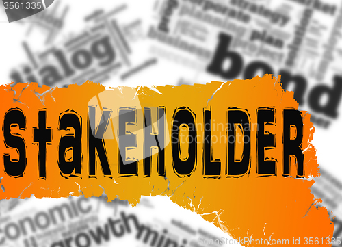 Image of Word cloud with stakeholder word on yellow banner