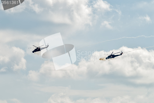 Image of Attack of MI-24 helicopters by machine guns