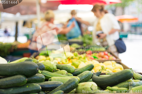 Image of Farmers\' food market stall with variety of organic vegetable.