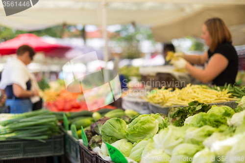 Image of Farmers\' market stall.