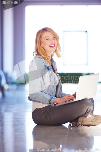 Image of student girl with laptop computer