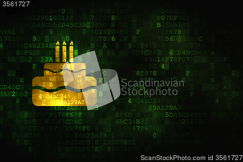 Image of Entertainment, concept: Cake on digital background