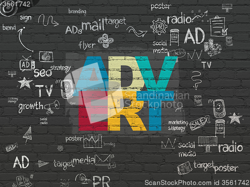 Image of Advertising concept: Advert on wall background
