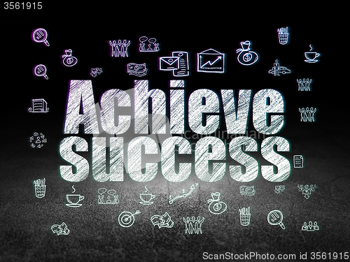 Image of Finance concept: Achieve Success in grunge dark room