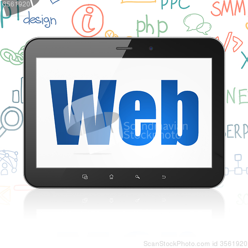 Image of Web design concept: Tablet Computer with Web on display