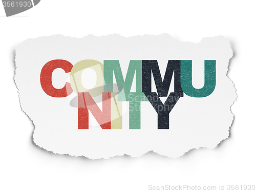 Image of Social network concept: Community on Torn Paper background